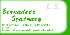 bernadett szatmary business card